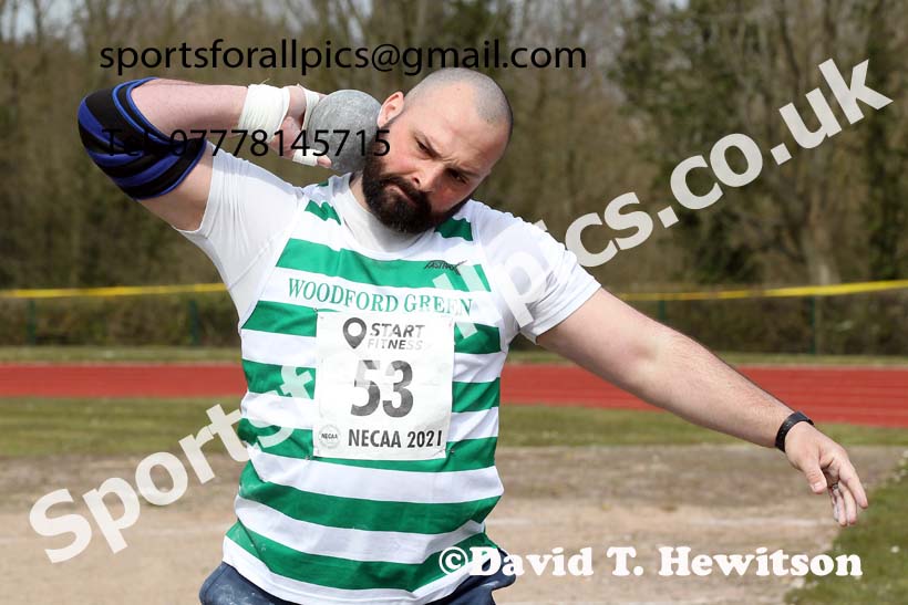 Shot putt, 2021 NECAA Open Graded Meeting, Morpeth. Photo: David T. Hewitson/Sports for All Pics